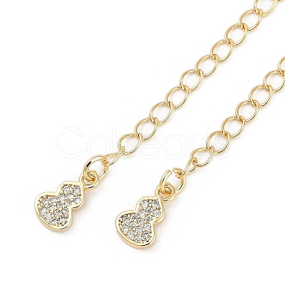 Brass Micro Pave Cubic Zirconia Ends with Chains KK-U043-05G-1