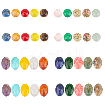 HOBBIESAY 40Pcs 20 Styles Mixed Gemstone Cabochons G-HY0001-54-1