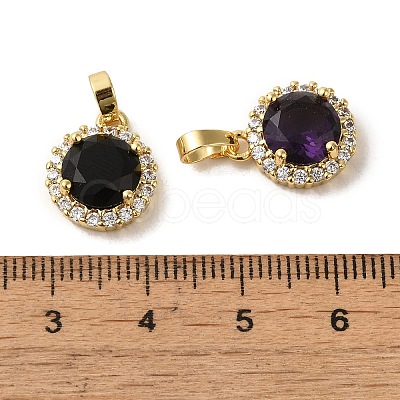 Brass Micro Pave Cubic Zirconia Pendants KK-R162-063G-1