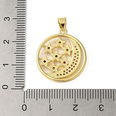 Rack Plating Brass Micro Pave Cubic Zirconia Pendants KK-P279-19G-1