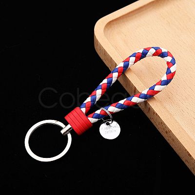 PU Leather Knitting Keychains KEYC-PW0002-002A-05-1