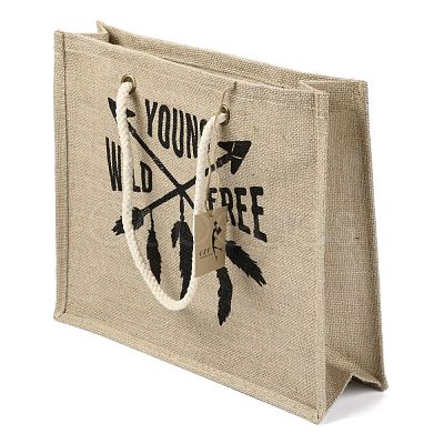 Jute Tote Bags Soft Cotton Handles Laminated Interior ABAG-F003-08A-1