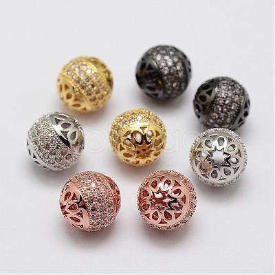 Brass Micro Pave Cubic Zirconia Beads ZIRC-F038-12-FF-1