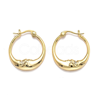 Brass Micro Pave Clear Cubic Zirconia Hoop Earrings EJEW-B006-01G-1