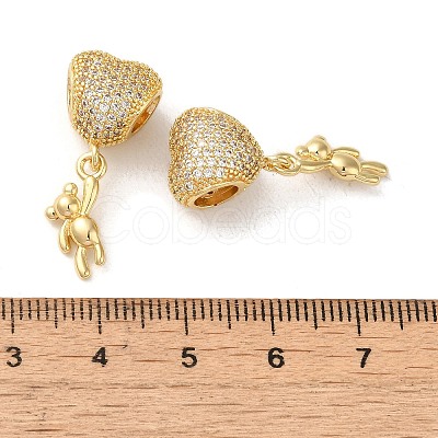 Rack Plating Brass Micro Pave Clear Cubic Zirconia European Dnagle Charms KK-C053-05G-1