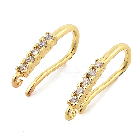 Brass with Cubic Zirconia Earring Hooks KK-Q782-02G-1