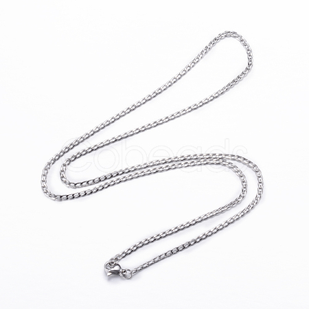 304 Stainless Steel Curb Chain Necklaces NJEW-K099-04P-1