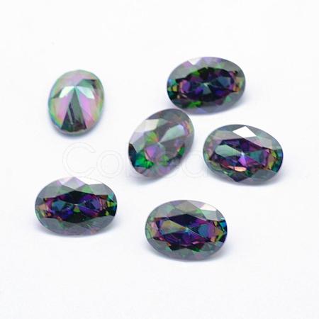 Cubic Zirconia Pointed Back Cabochons ZIRC-L066-8x6mm-001-1