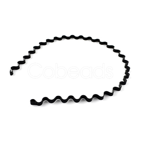Korean Style 5mm Width Plain Black Wave Shape Iron Hair Bands OHAR-R072-01-1