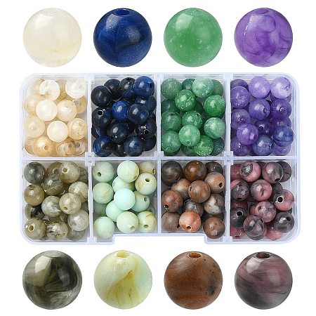 160Pcs 8 Styles Acrylic Beads OACR-YW0001-83-1