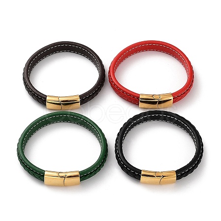 Mixed Color Braided Leather Cord Bracelet BJEW-M302-01G-1