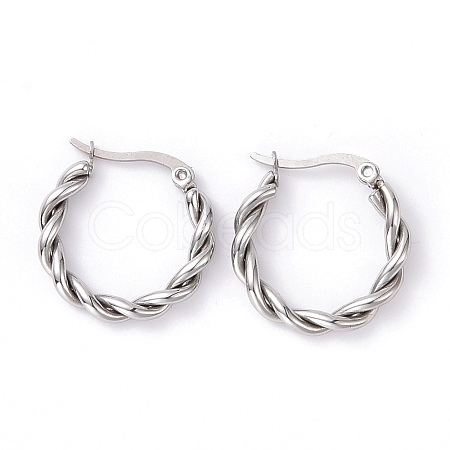 304 Stainless Steel Twist Rope Hoop Earrings for Women EJEW-G298-07A-P-1