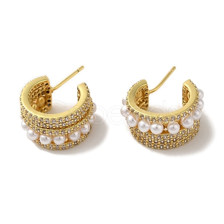 Rack Plating Brass Micro Pave Cubic Zirconia Studs Earrings EJEW-R162-36G-1