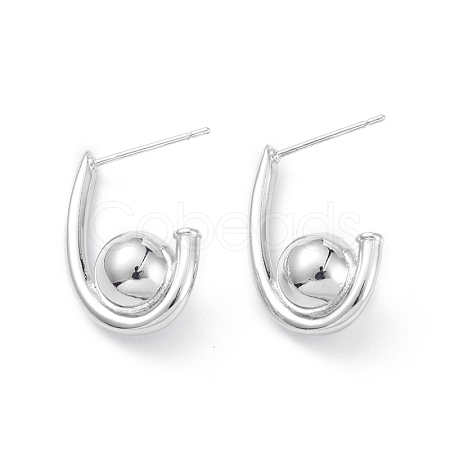 Rack Plating Brass Stud Earrings for Women EJEW-K245-28P-1