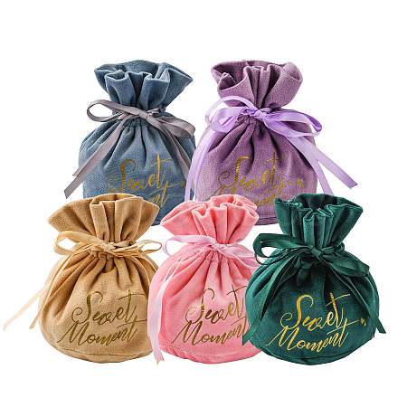 10Sets 5 Colors Velvet Jewelry Drawstring Gift Bags TP-CJ0001-02-1