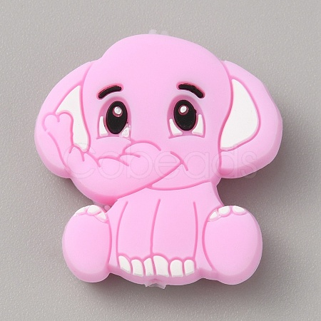 Elephant Silicone Beads SIL-WH0002-83C-1