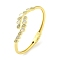 Teardrop Brass Micro Pave Clear Cubic Zirconia Open Cuff Bangles, Shell Bangles for Women, Real 18K Gold Plated, Inner Diameter: 1-7/8 x 2-3/8 inch(4.9x5.95cm)