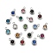 304 Stainless Steel Charms, with Rhinestone, Flat Round, Polishing, Stainless Steel Color, 9x6.5x3.5mm, Hole: 2mm