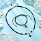 Glass Seed Beads Bracelets & Necklaces Sets, Alloy Enamel Flower Jewely Sets for Women, Black, 440mm