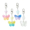 Acrylic Butterfly Pendant Decorations, with Alloy Swivel Lobster Clasps, Mixed Color, 104.5mm