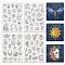 4 Sheets 11.6x8.2 Inch Stick and Stitch Embroidery Patterns, Non-woven Fabrics Water Soluble Embroidery Stabilizers, Mixed Shapes, 297x210mmm