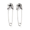 Star 316 Surgical Stainless Steel Safety Pin Hoop Earrings for Women, Antique Silver, 42x4x11.8mm