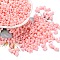 Rubberized Style Glass Seed Beads, Peanut, Pink, 6~6.5x3~3.5x3~3.5mm, Hole: 1mm, about 4500pcs/pound