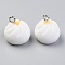 Resin Pendants, with Platinum Iron Peg Bail, Imitation Food, Steamed Stuffed Bun, White, 15x14.5mm, Hole: 2mm