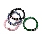 Natural Mixed Gemstone Stretch Bracelets for Women Men, with Polymer Clay & Brass Rhinestone Beads, Inner Diameter: 2-3/8 inch(6cm)