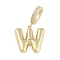 Brass Micro Pave Clear Cubic Zirconia Pendants, Long-Lasting Plated, letters, Letter W, 19x19.5x4.5mm, Hole: 8.5x5.5mm