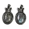 Natural Labradorite Pendants, Butterfly Oval Charms, with Antique Silver Tone Alloy Findings, Cadmium Free & Lead Free, 42.5x26x8.5mm, Hole: 4x6mm