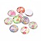 Half Round/Dome Floral Printed Glass Cabochons, Mixed Color, 25x7mm