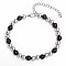 Simple Fashion Round Stainless Steel Beaded Bracelets for Women, Stainless Steel Color & Black, 7-1/8 inch(18cm), Round: 4mm