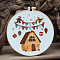 Christmas DIY Embroidery Kits, Including Embroidery Cloth & Thread, Needle, Embroidery Hoop, Instruction Sheet, Scissors, House, 200mm