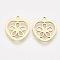 201 Stainless Steel Pendants, Laser Cut Pendants, Heart with Flower, Golden, 17.5x15.5x1mm, Hole: 1.4mm