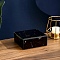 Glass & MDF Jewerly Storage Boxes, Sun Moon Star Treasure Cases with Velvet Inside, Square, Black, 12x12x5cm