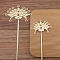 Alloy Enamel Hair Stick Finding, Ancient Style Hanfu Accessories for Women, Flower, Light Gold, 120mm