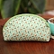 DIY Flower Pattern Moon-shaped Cosmetic Bag Embroidery Kit, including Embroidery Needles & Thread, Cotton Linen Fabric, Mint Cream, 17x12x8cm