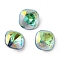 Glass Rhinestone Cabochons, Flat Back & Back Plated, Faceted, Square, Sphinx, 8x8x4.3mm