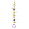 K9 Glass Teardrop Suncatchers, Iron Spiral Wire Wrap Hanging Ornaments Home Garden Decoration, Lilac, 450mm