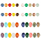 HOBBIESAY 40Pcs 20 Styles Mixed Gemstone Cabochons, Half Round & Oval, Dyed & Heated, 14~10x10x4~5mm, 2pcs/style