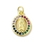 Brass Micro Pave Cubic Zirconia Pendants, Real 18K Gold Plated, Virgin Mary Pattern Charms, Oval, Colorful, 16x11.5x2.5mm, Hole: 3mm