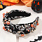 Halloween Theme Skull Cloth Hair Bands, for Women Girls, Black, 165x130x30mm