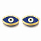 Rack Plating Alloy Enamel Pendants, Light Gold, Cadmium Free & Nickel Free & Lead Free, Horse Eye, Dark Blue, 12x18.5x4.5mm, Hole: 2mm