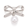 Alloy Bowknot Brooch with Plastic Pearl JEWB-A004-02P-1