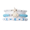 3Pcs Summer Beach Polymer Clay & Glass & Synthetic Turquoise Beaded Stretch Bracelets Kit BJEW-JB10675-01-1