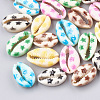 Printed Natural Cowrie Shell Beads X-SHEL-S274-03-1