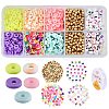 1633Pcs Disc/Flat Round & Flower Polymer Clay Beads CLAY-SZ0001-75-1