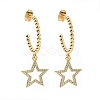 Clear Cubic Zirconia Ring with Star Dangle Stud Earrings EJEW-C008-14G-1
