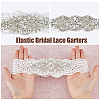 Flower Pattern Polyester Lace Elastic Bridal Garters AJEW-WH0470-67-4